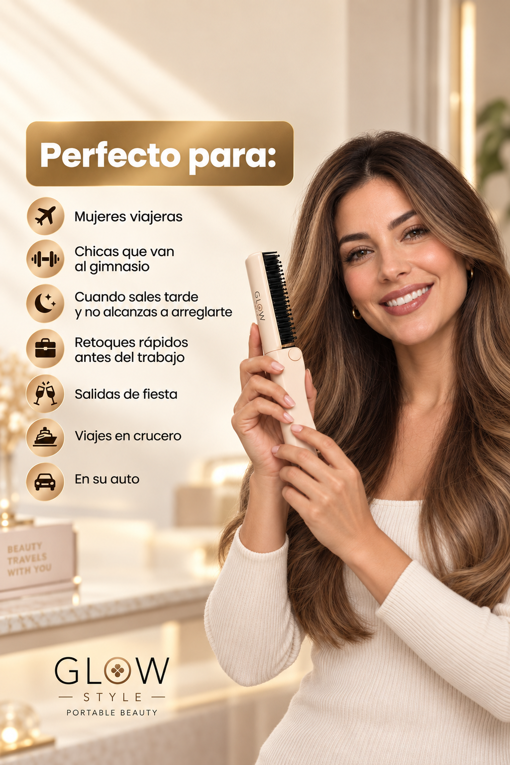 El PRIMER cepillo inteligente retractil que alisa y peina tu cabello en menos de 2 minutos